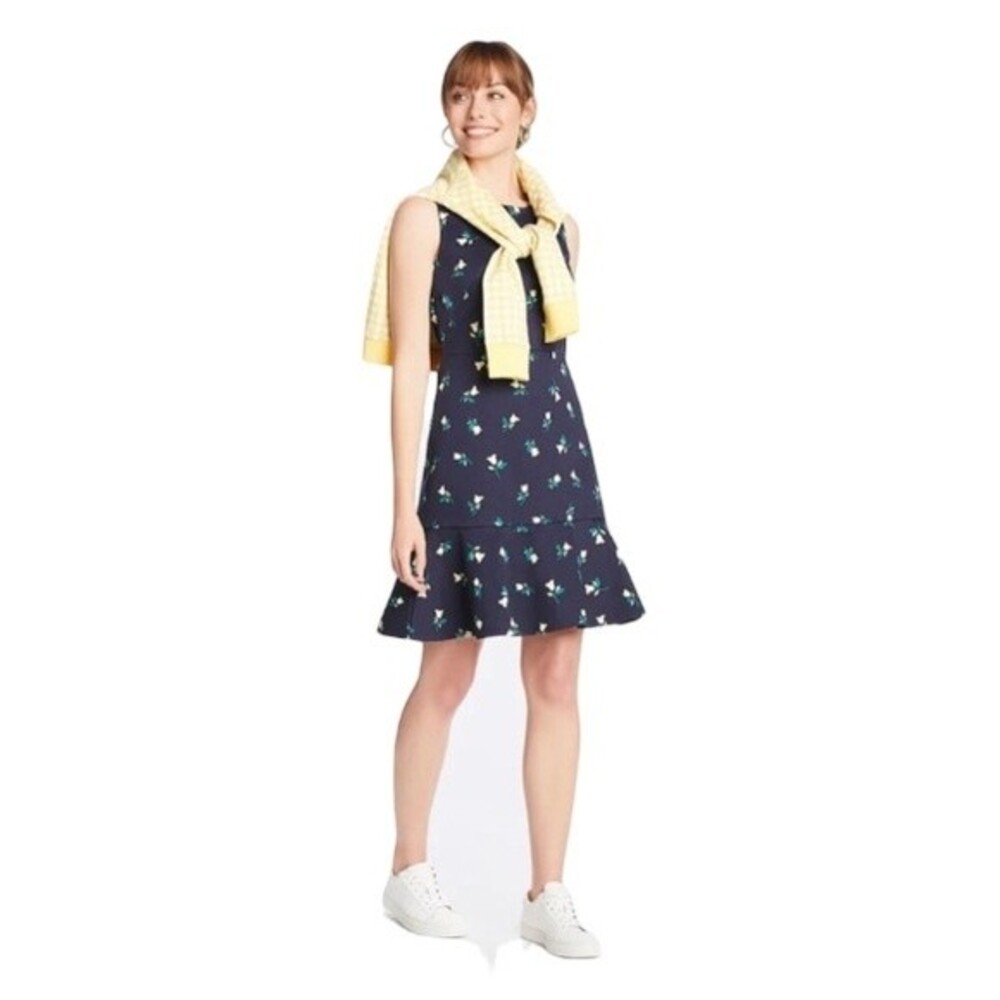 NWOT‎ Draper James | Floral Sheath Dress Navy Floating Tulip 2
